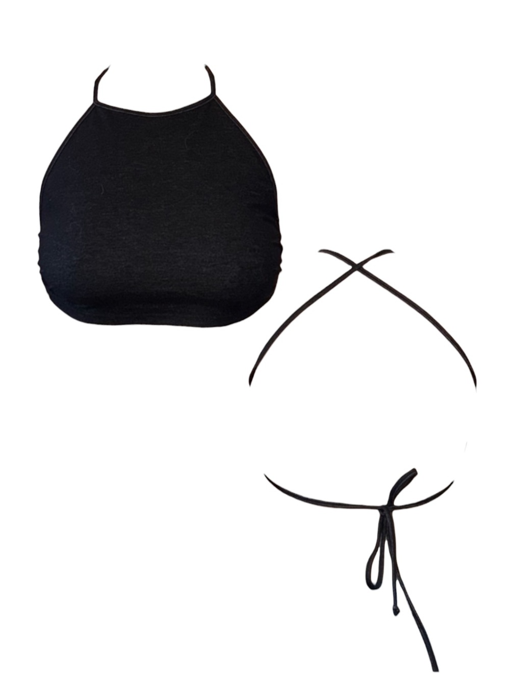 Black Halter Open Back Crop Top